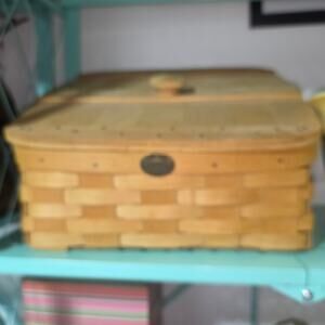 PETERBORO BASKETS VINTAGE SLANTED  STORAGE BASKET WITH LID